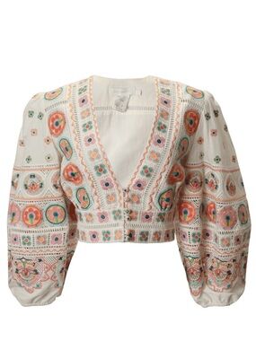 Zimmermann Brighton Embroidered Cotton Crop Top 0